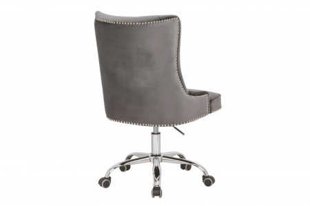 Scaun de birou VICTORIAN din catifea gri argintiu, 49-57 cm [3]