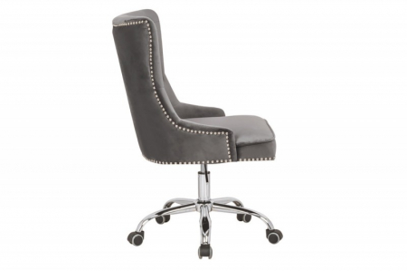 Scaun de birou VICTORIAN din catifea gri argintiu, 49-57 cm [2]