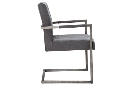 Scaun cantilever BIG ASTON cu cotiere și picioare din fier periat, microfibră gri vintage [5]