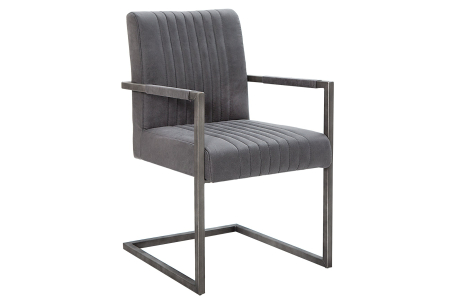 Scaune - Scaun cantilever BIG ASTON cu cotiere și picioare din fier periat, microfibră gri vintage