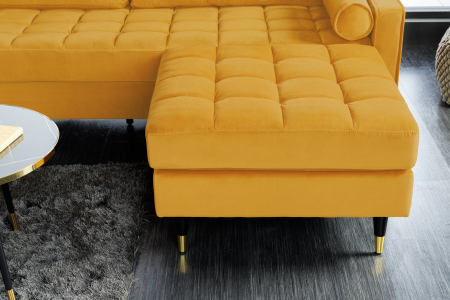 Scaun COZY VELVET 80 cm catifea galben muștar [4]