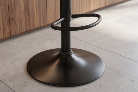 Scaun de bar CHICAGO rotativ la 360°, înălțime reglabilă între 89 și 111 cm, din piele artificială, furnir de plop negru [9]