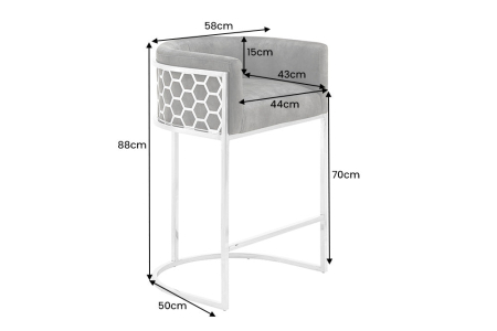 Scaun de bar ELEGANCE din catifea gri [3]