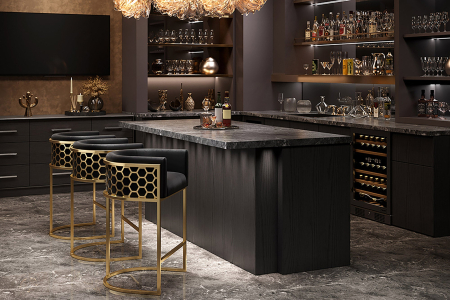 Scaun de bar ELEGANCE din catifea neagra [1]