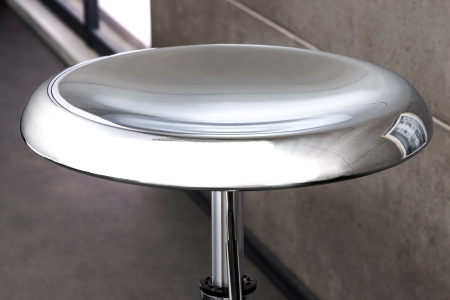 Scaun de bar INDUSTRIAL din metal lucios argintiu, 73-81 cm [3]