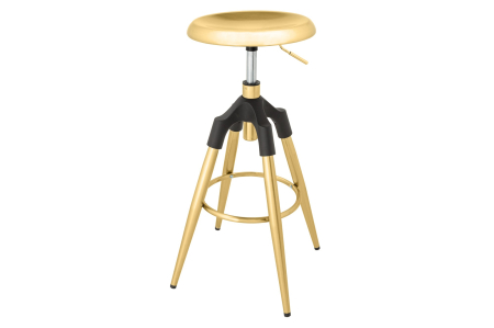 Scaune - Scaun de bar INDUSTRIAL din metal mat auriu, 73-81 cm