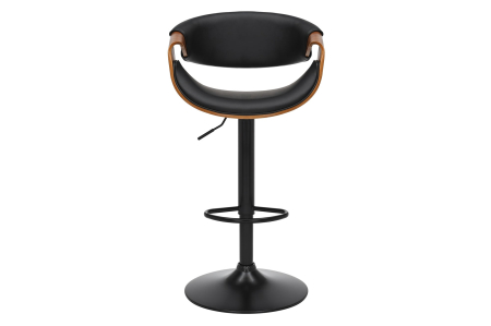 Scaun de bar ORGANIC rotative din piele artificiala si lemn de nuc, 89-100 cm [3]