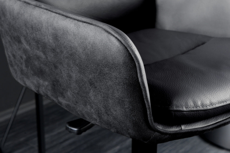 Scaun de bar rotativ BIG GEORGE din piele antracit cu inaltime ajustabila [6]