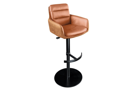 Scaune - Scaun de bar rotativ BIG GEORGE din piele cognac cu inaltime ajustabila