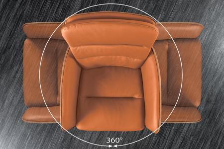 Scaun de bar rotativ BIG GEORGE din piele cognac cu inaltime ajustabila [3]