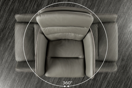 Scaun de bar rotativ BIG GEORGE din piele taupe cu inaltime ajustabila [3]