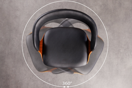 Scaun de bar rotativ MANHATTAN din piele artificiala si lemn de nuc, 64-85 cm [7]