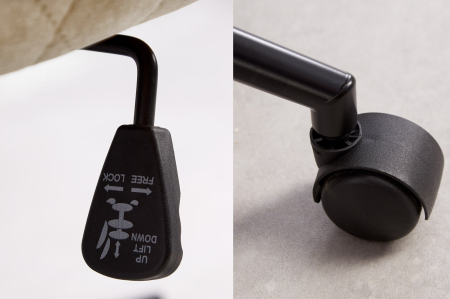 Scaun de birou EUPHORIA din catifea grej, 47-56 cm [6]