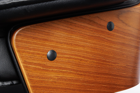 Scaun de birou MANHATTAN rotativ din piele artificiala neagra si lemn de nuc [5]