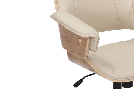 Scaun de birou MANHATTAN rotative din piele artificiala bej si lemn de stejar, 44-54 cm [7]