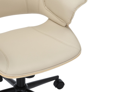 Scaun de birou MANHATTAN rotative din piele artificiala bej si lemn de stejar, 44-54 cm [8]