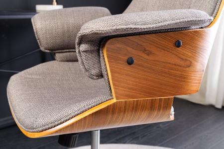 Scaun de birou MANHATTAN rotative din tesatura gri si lemn de nuc, 44-54 cm [6]