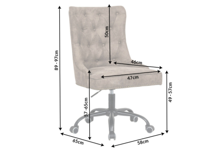 Scaun de birou VICTORIAN 49-57 cm din microfibră maro, în stil Chesterfield [8]