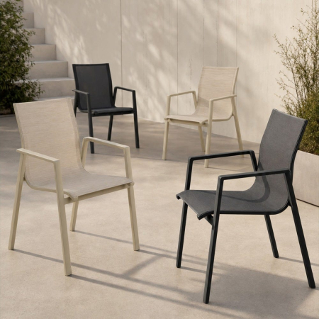 Scaun de exterior din aluminiu-textilena 56,50 x 61,50 x 88,50 cm [1]