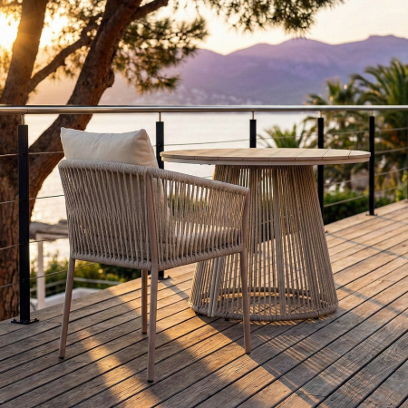 Mobilier Gradina - Scaun de exterior din oțel și ratan  57 x 58 x 74,50 cm