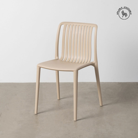 Mobilier Gradina - Scaun de exterior din polipropilenă bej 47 x 51,50 x 77,50 cm