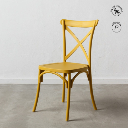 Mobilier Gradina - Scaun de exterior  din polipropilenă galben 48,50 x 43 x 91 cm