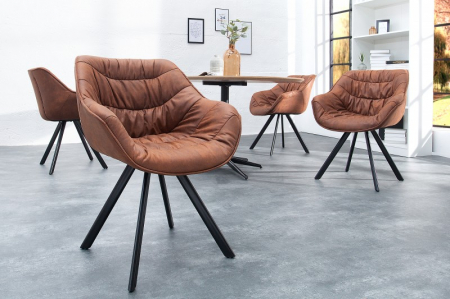 Scaune - Scaun dining Dutch Comfort cu tapiterie din microfibra si picioare din metal