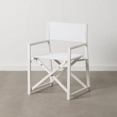 Mobilier Gradina - Scaun de exterior Director din aluminiu alb-textilena 56 x 53 x 84 cm