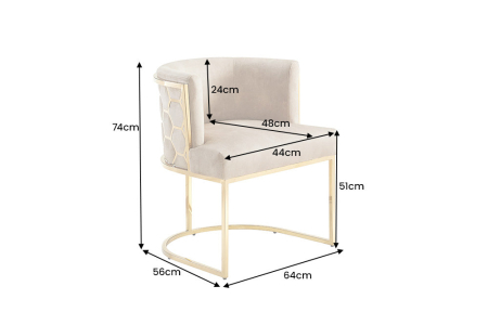 Scaun ELEGANCE din catifea bej cu cadru din oțel inoxidabil auriu [4]