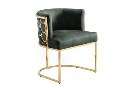 Scaune & fotolii - Scaun ELEGANCE din catifea verde cu cadru din oțel inoxidabil auriu