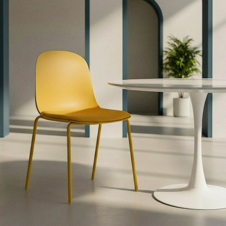 Mobilier Gradina - Scaun de exterior galben din metal  46 x 51 x 85 cm