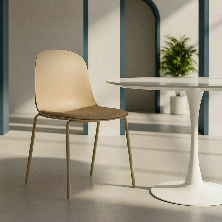 Mobilier Gradina - Scaun de exterior khaki din metal  46 x 51 x 85 cm