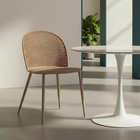Mobilier Gradina - Scaun de exterior khaki din metal  51 x 46 x 80 cm