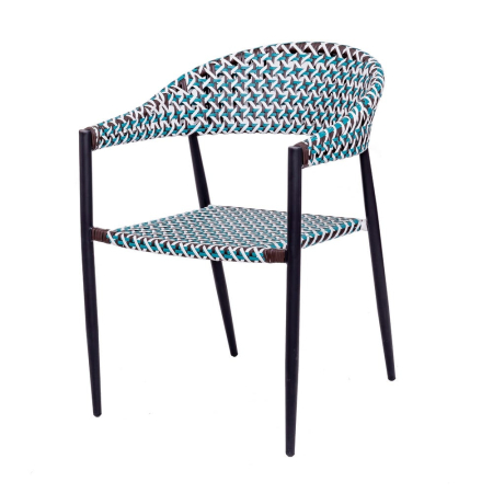 Mobilier Gradina - Scaun de exterior Nadia din aluminiu cu împletituri si cadru negru 56 x 59,50 x 81 cm