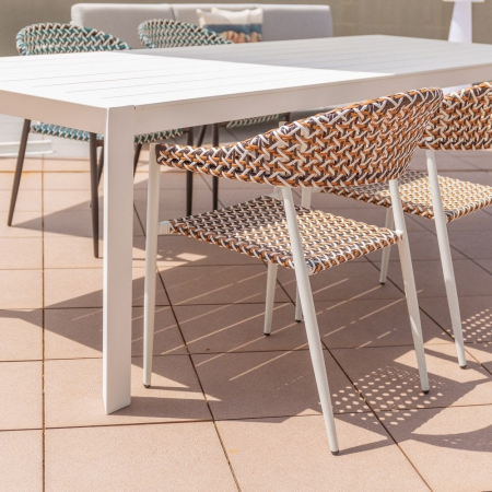 Scaun de exterior Nadia din aluminiu  cu împletituri si cadru alb  56 x 59,50 x 81 cm [1]