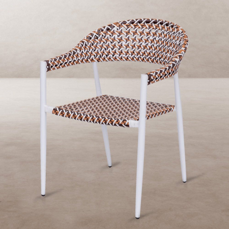 Mobilier Gradina - Scaun de exterior Nadia din aluminiu  cu împletituri si cadru alb  56 x 59,50 x 81 cm