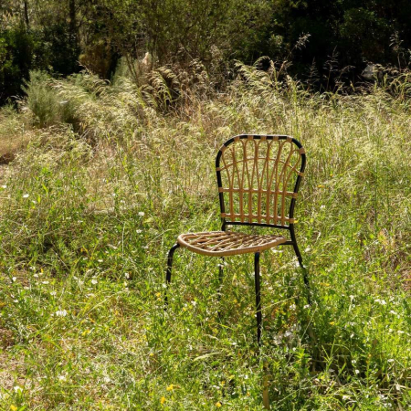 Scaun de exterior din oțel natural-negru  51 x 58 x 87 cm [1]