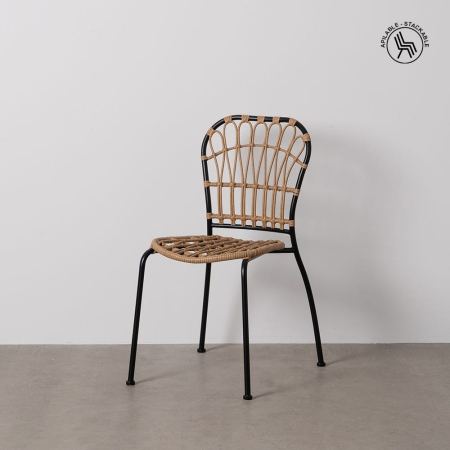 Mobilier Gradina - Scaun de exterior din oțel natural-negru  51 x 58 x 87 cm