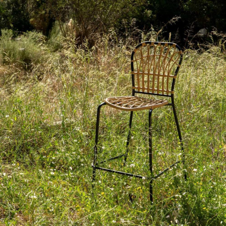 Scaun de exterior natural-negru oțel 60 x 61 x 117 cm [1]