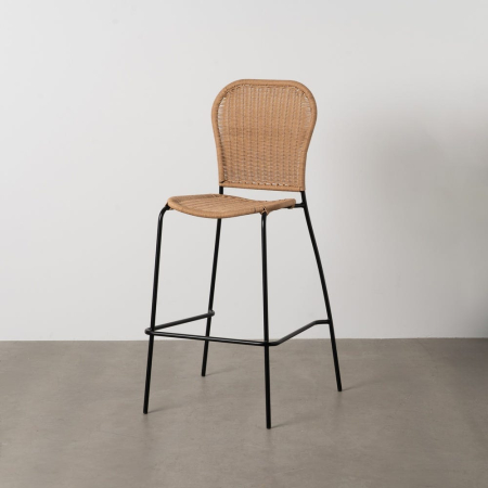 Mobilier Gradina - Scaun de exterior natural-negru oțel   59 x 59 x 116,50 cm