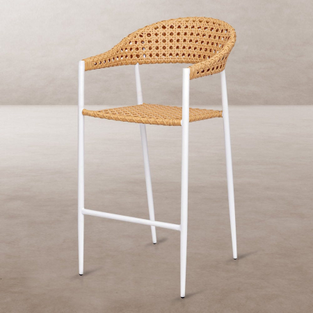 Mobilier Gradina - Scaun de exterior Niva pentru bar , cadru din aluminiu alb