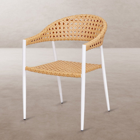 Mobilier Gradina - Scaun de exterior Niva din aluminiu cu împletituri si cadru alb