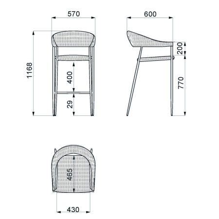 Scaun de exterior Niva pentru bar , cadru din aluminiu culoare graphite [6]