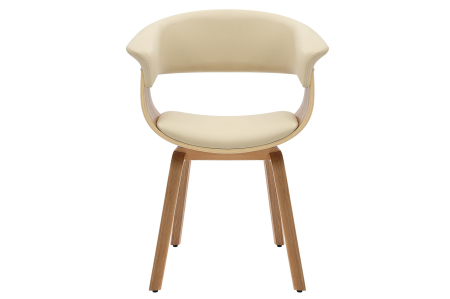 Scaun ORGANIC din piele artificiala bej si lemn de stejar [3]