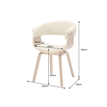 Scaun ORGANIC din piele artificiala bej si lemn de stejar [9]