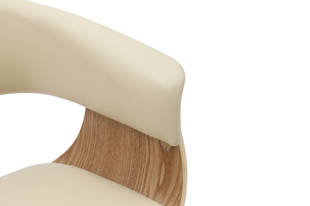 Scaun ORGANIC din piele artificiala bej si lemn de stejar [6]