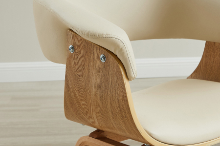 Scaun ORGANIC din piele artificiala bej si lemn de stejar [7]