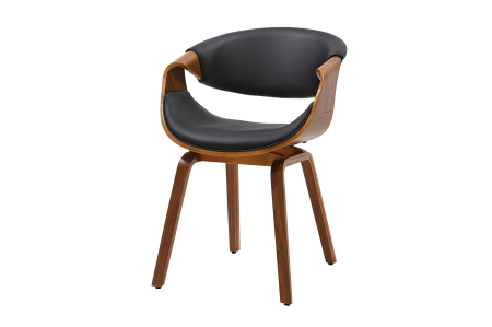 Scaune - Scaun ORGANIC din piele artificiala neagra si lemn de nuc