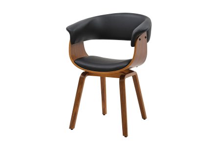 Scaune - Scaun ORGANIC din piele artificiala neagra si lemn de nuc