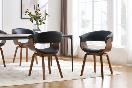 Scaun ORGANIC din piele artificiala neagra si lemn de nuc [1]